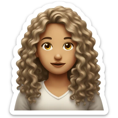 portrait of a girl gazing with long curly hair sticker
