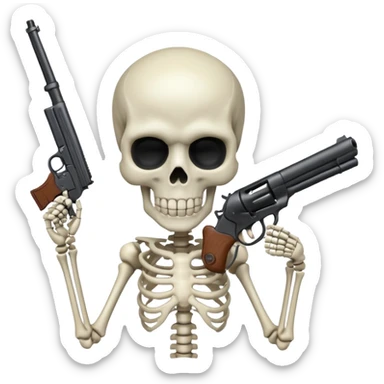 Skeleton with a gun pointed at his head sticker
