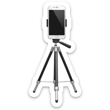3D Apple-style emoji of a white tripod holding  sticker