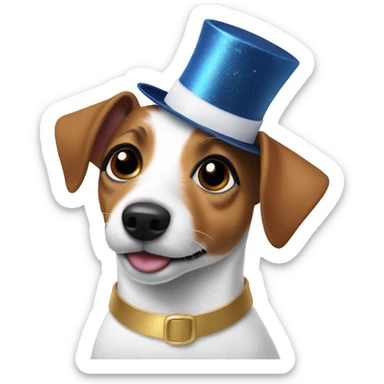 jack russell In a New Year's hat sticker