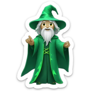wizard with green lightning coming from hands sticker