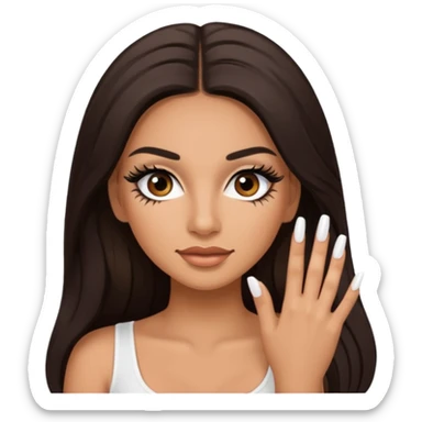 Baddie Latina emoji with fake lashes and white nails sticker