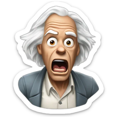 1955 Doc Brown from back to the future looking shocked and his mouth wide open. No eye-ware. sticker