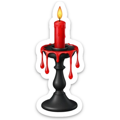 A gothic black candlestick with dripping red wax. sticker