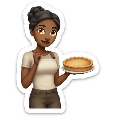 Sassy Brown girl holding a pie sticker