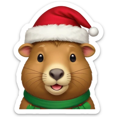 Capybara con gorrito de navidad sticker