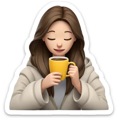 smiling girl with mug sticker
