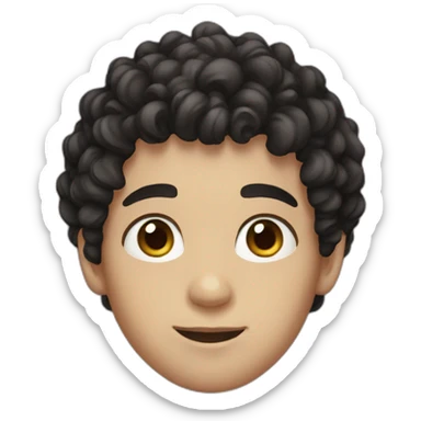 Boy, black curly hair, brown eyes, white skin sticker
