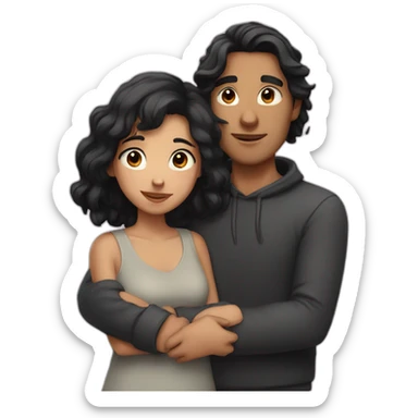 A Guy and a girl with black hair cuddling sticker