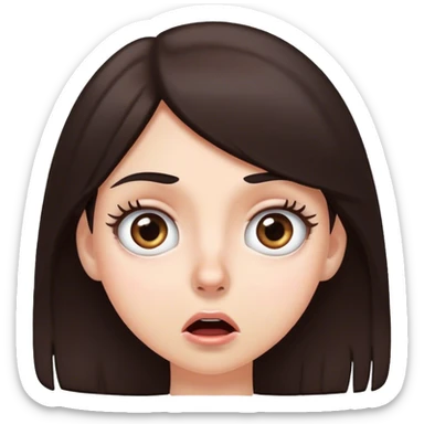 shocked girl with dark brown hair and eyes white girl sticker