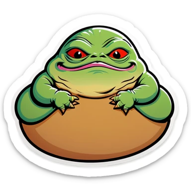 Jabba the hut with big lips and make up sticker
