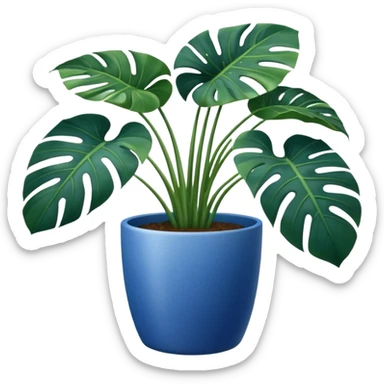 Monstera in blue pot sticker