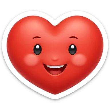 A cute red heart cartoon with a happy face, where the two top lobes of the heart are rounded and designed to look exactly like butt cheeks sticker