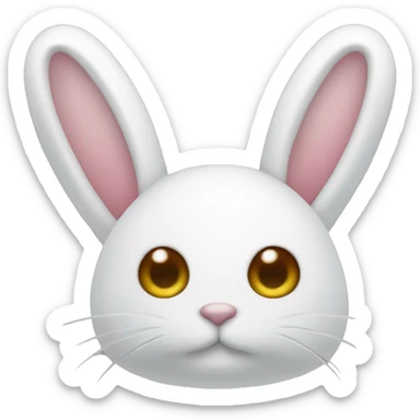 White fur, bunny ear hat, bunny ears face downwards sticker