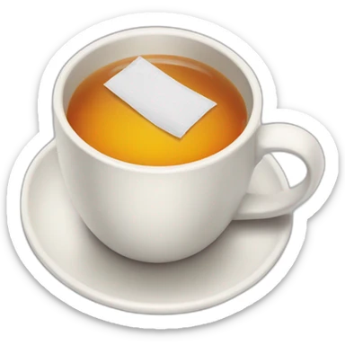 cup of tea with a tea bag tag sticker