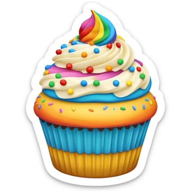 cute cupcake with colorful frosting and sprinkles sticker