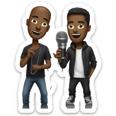 3 guys rapping on microphone sticker