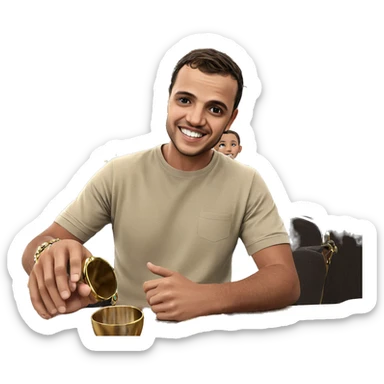 boys smiling indoors with jewelry sticker