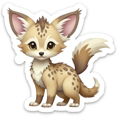 Feral Rare Fantasy cute pastel Vernid-Trico-species by LiLaiRa, random markings, tufted tail, tufted ears, full body sticker