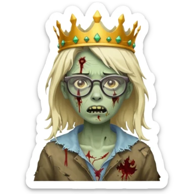 crowned woman zombie with glasses sticker