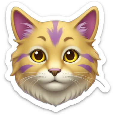 purple yellow cat furry sticker