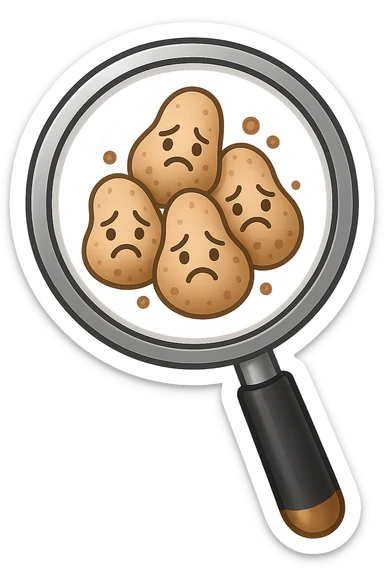 EMOJI STILE IPHONE DI una lente di ingrandimento che inquadra un cumulo di batteri intestinali tristi, IPERREALISTICO 4K sticker