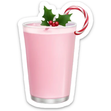 pastel pink christmas drink, with mistletoe on the top of it sticker