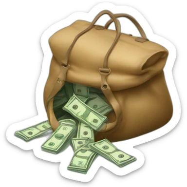 overloaded bag with money and spilling sticker