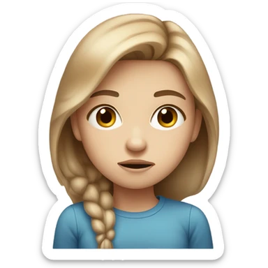 beautiful sad girl fair skin blue eyes light brown hair sticker