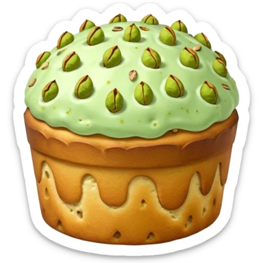 pistacchio panettone con glassa al pistacchio con la carta da panettone intorno in basso sticker