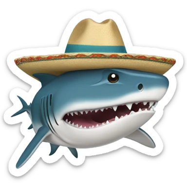 Tiburón con sombrero y capa azu sticker