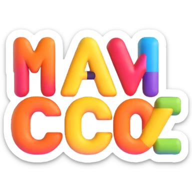 floating 3D inscription, raised text, bright colors, high saturation, prominent details, on white background sticker