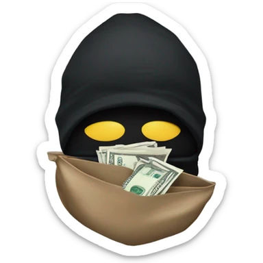 A robber holding a money bag sticker