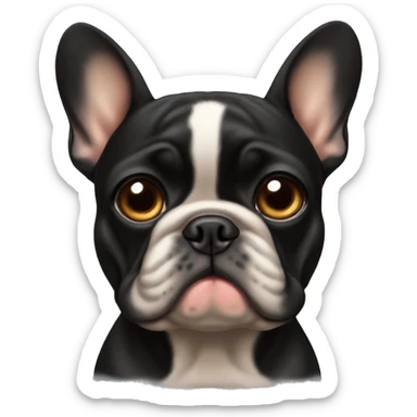 Black-and-tan French bulldog with sad puppy eyes  sticker