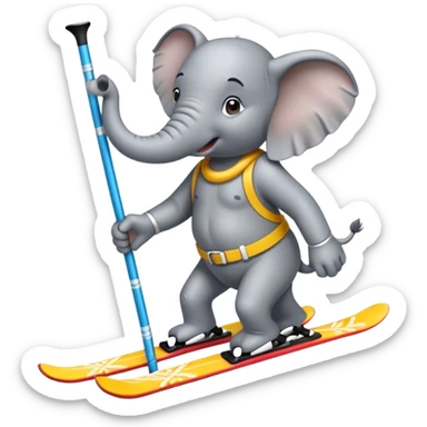un elefante sugli sci sticker