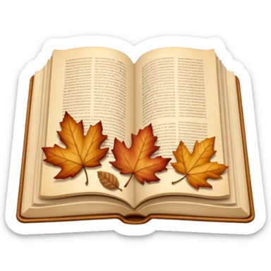 beige autumn open book with leaves on it sticker
