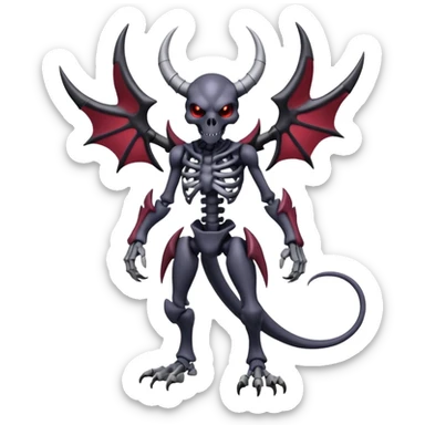 Shiny Horned Badass Edgy Dark Evil Dusky Spooky Skeletal Cool Hot Stylish Handsome Duskull-Darkrai-Genesect-Fakémon-fusion (full body) sticker