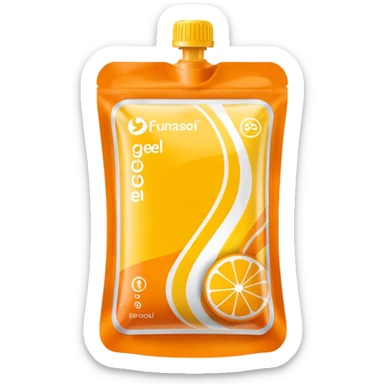sports energy gel pouch, yellow and orange pouch, energetic, no text sticker