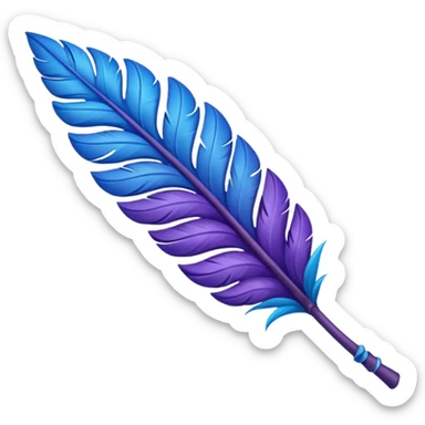una pluma de ave morada con azul sticker