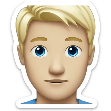 white blonde man with blue eyes is sad sticker