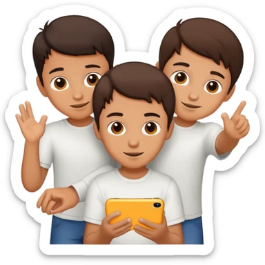 Three young brunette brothers playing together  sticker