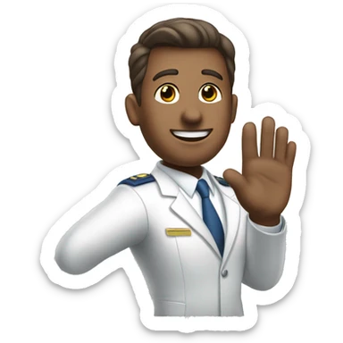 flight attendant man waving call me hand sticker