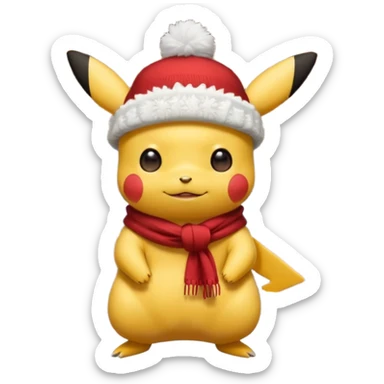 pikachu in a snowy cabin  sticker