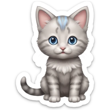Cute blue eyed gray baby girl kitten standing on back legs sticker