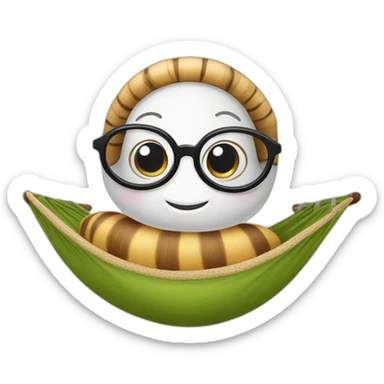 Female snail with glasses and a bun in a hammock sticker