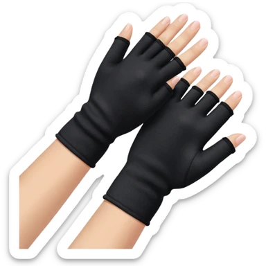A pair of Black fingerless cotton gloves sticker