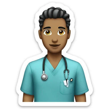 light skin emo male with braids nurse scrubs  sticker