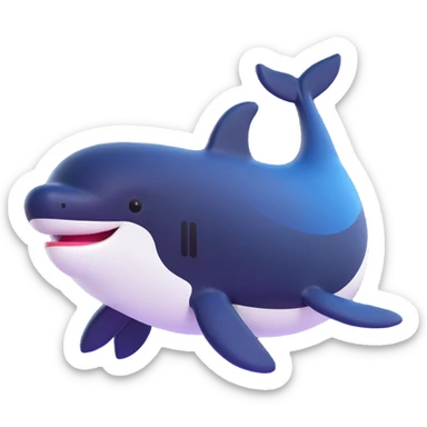 orca in a modern 3D emoji look sticker