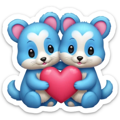 cute animals in love with hearts sticker