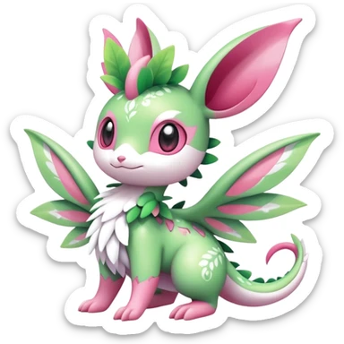 Shiny Exotic Cute Adorable Majestic Ethereal Sparkly Flygon-Sylveon-Shaymin-Hybrid-Creature with white pattern-markings sticker